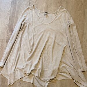 WE THE FREE  by Free People Lightweight Scoop Neck Long Sleeve Beige Tunic